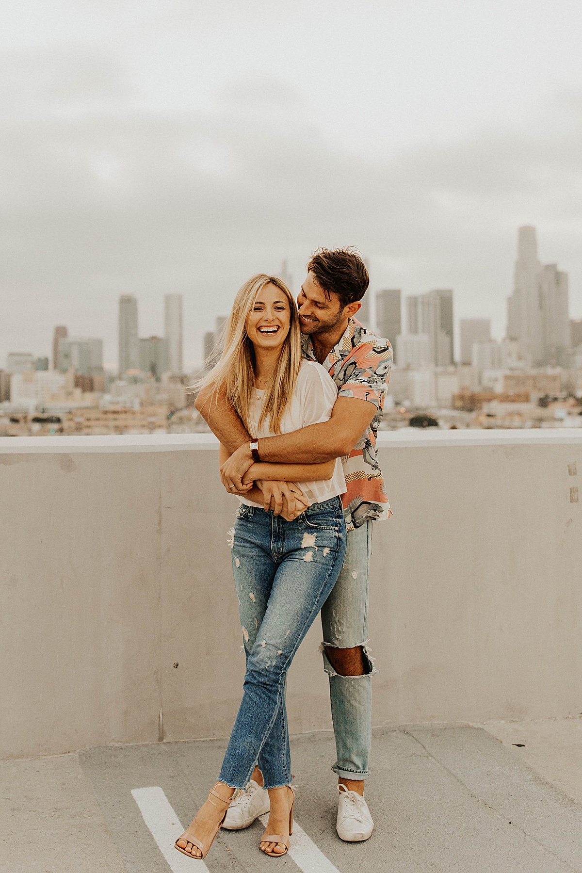 Fun and playful engagement photos in downtown LA.