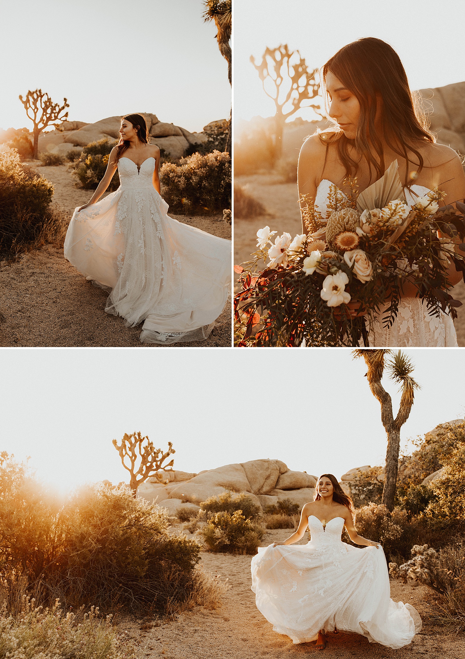 A bridal photo at a gorgeous elopement in Joshua Tree National Park.