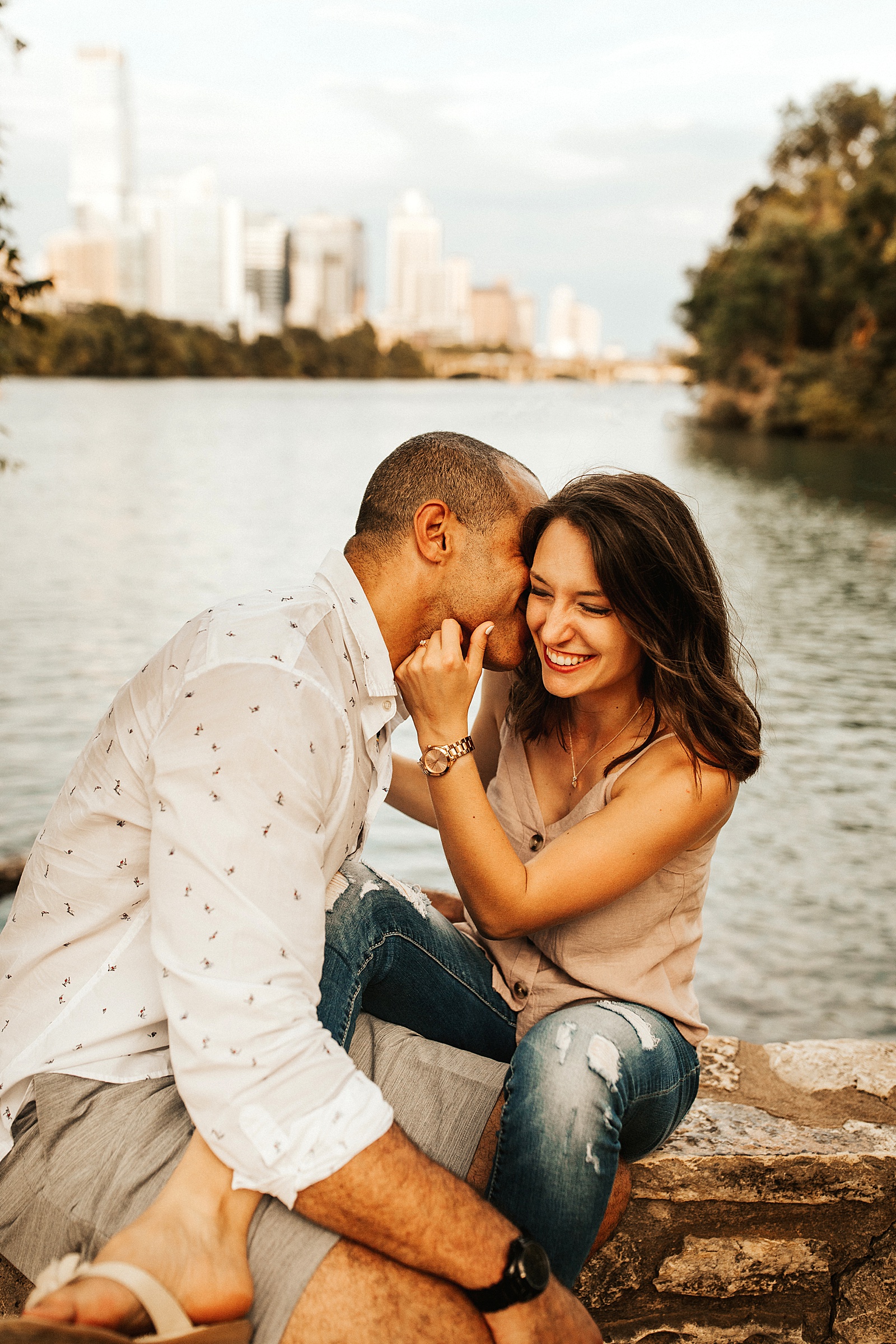 Engagement photos at Zilker Park in Austin TX. 