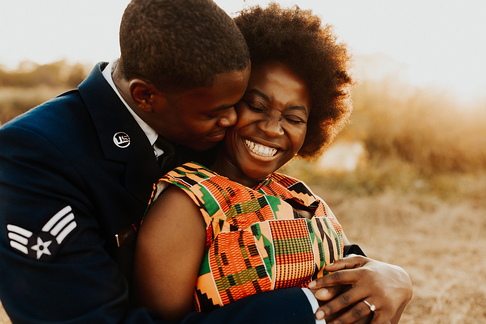 Beautiful photos of this African couple at their golden hour Dallas engagement session.
