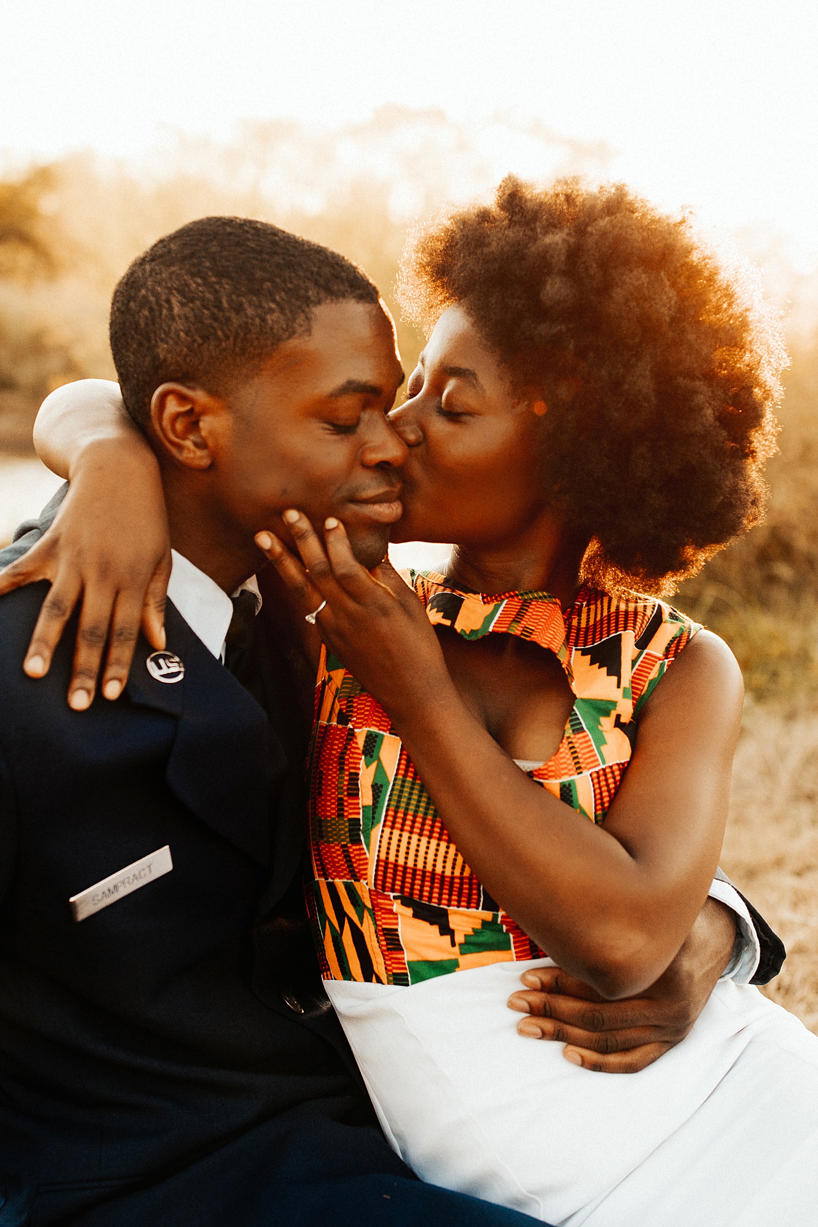 Beautiful photos of this African couple at their golden hour Dallas engagement session.