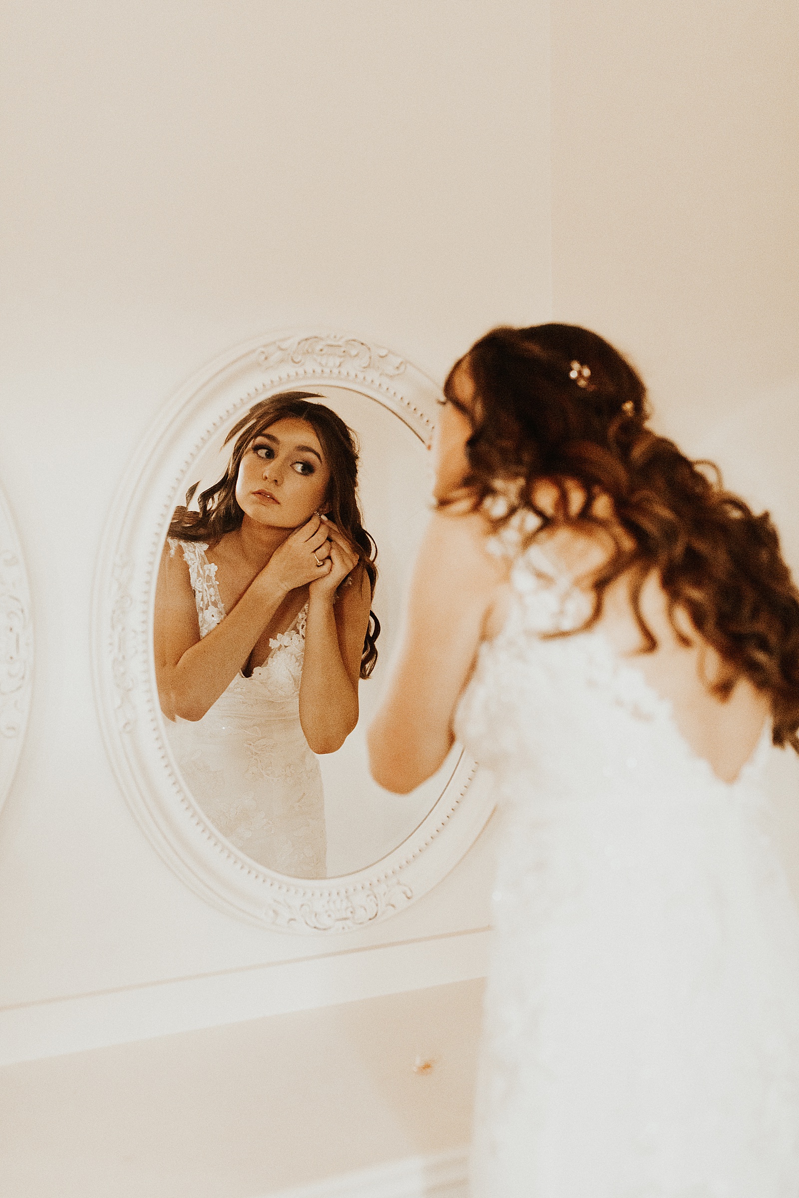 Bride getting ready at the Heritage Haus Wedding Venue in Dripping Springs, TX.
