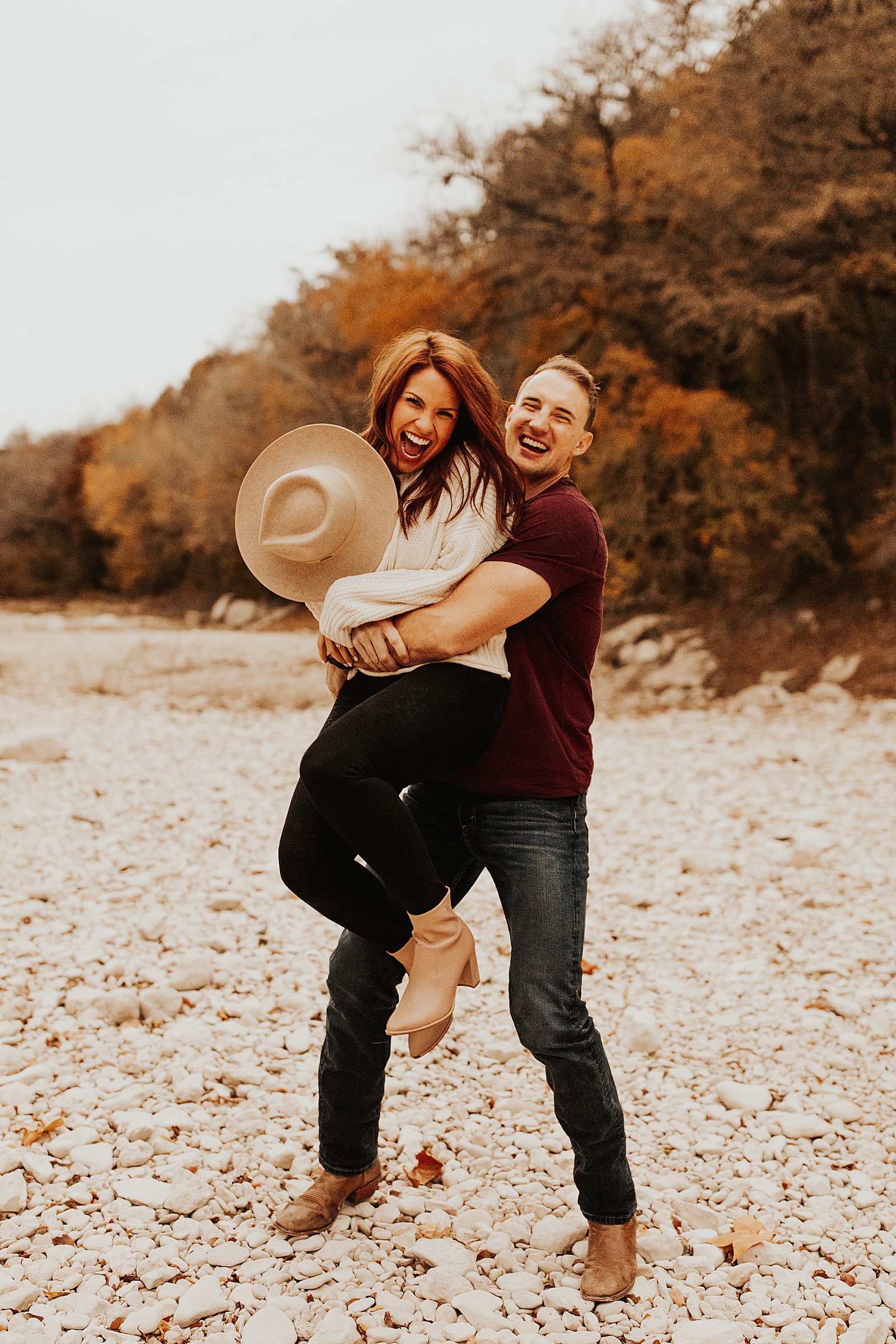 Fall engagement photos at the Barton Creek Greenbelt in Ausitn, TX.