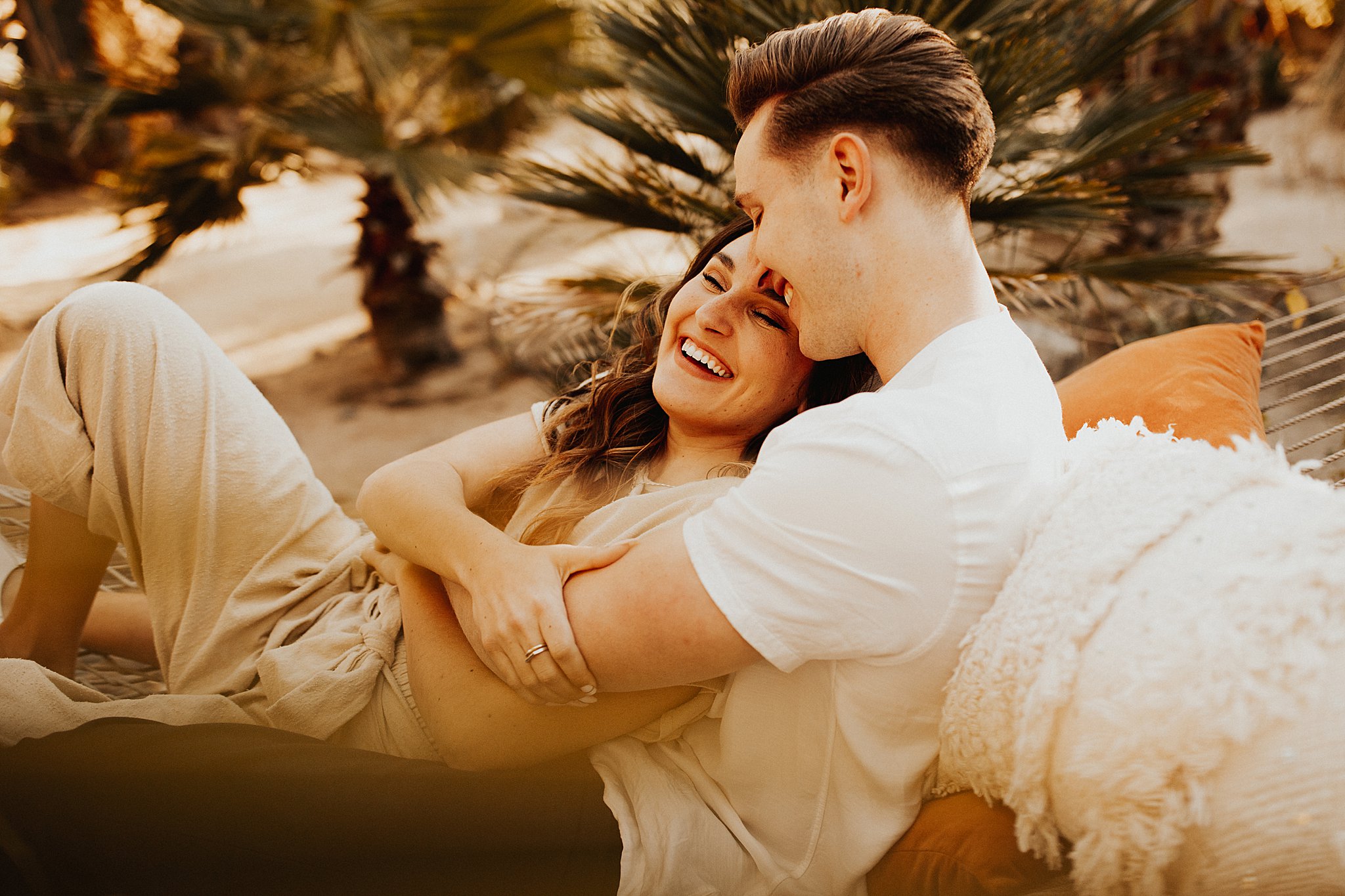 Romantic, boho Palm Springs engagement photos for this sweet couple.