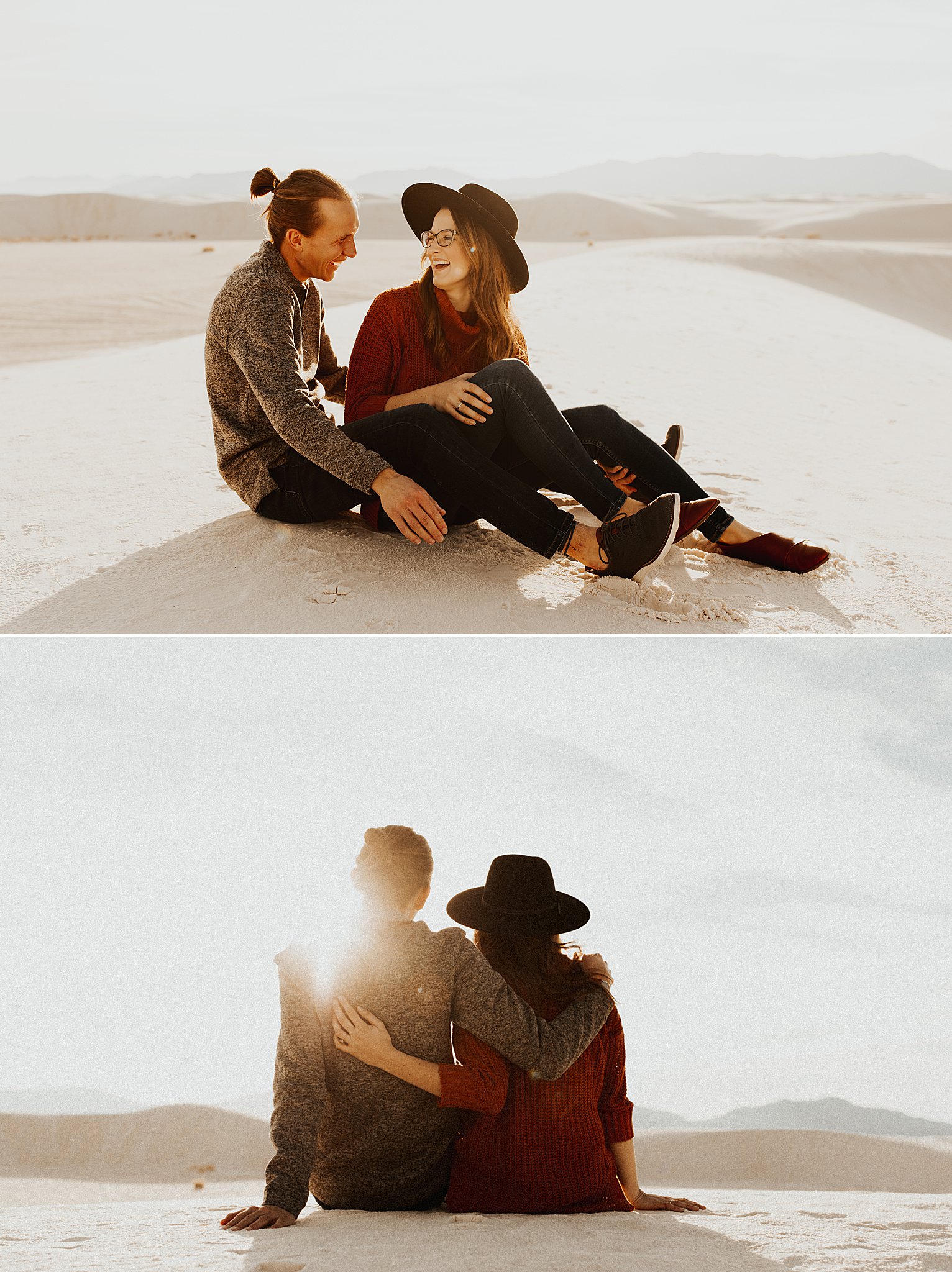 Gorgeous engagement photos at the White Sands National Monument in New Mexico.