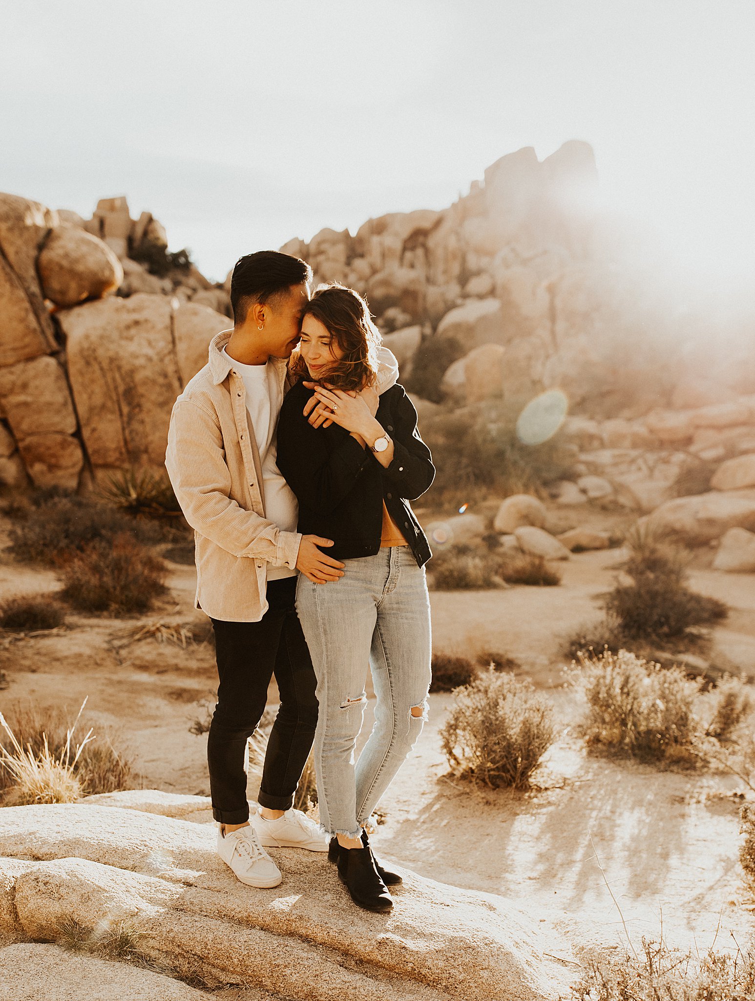 Engagement Pictures in Hidden Valley at Joshua Tree National Park.