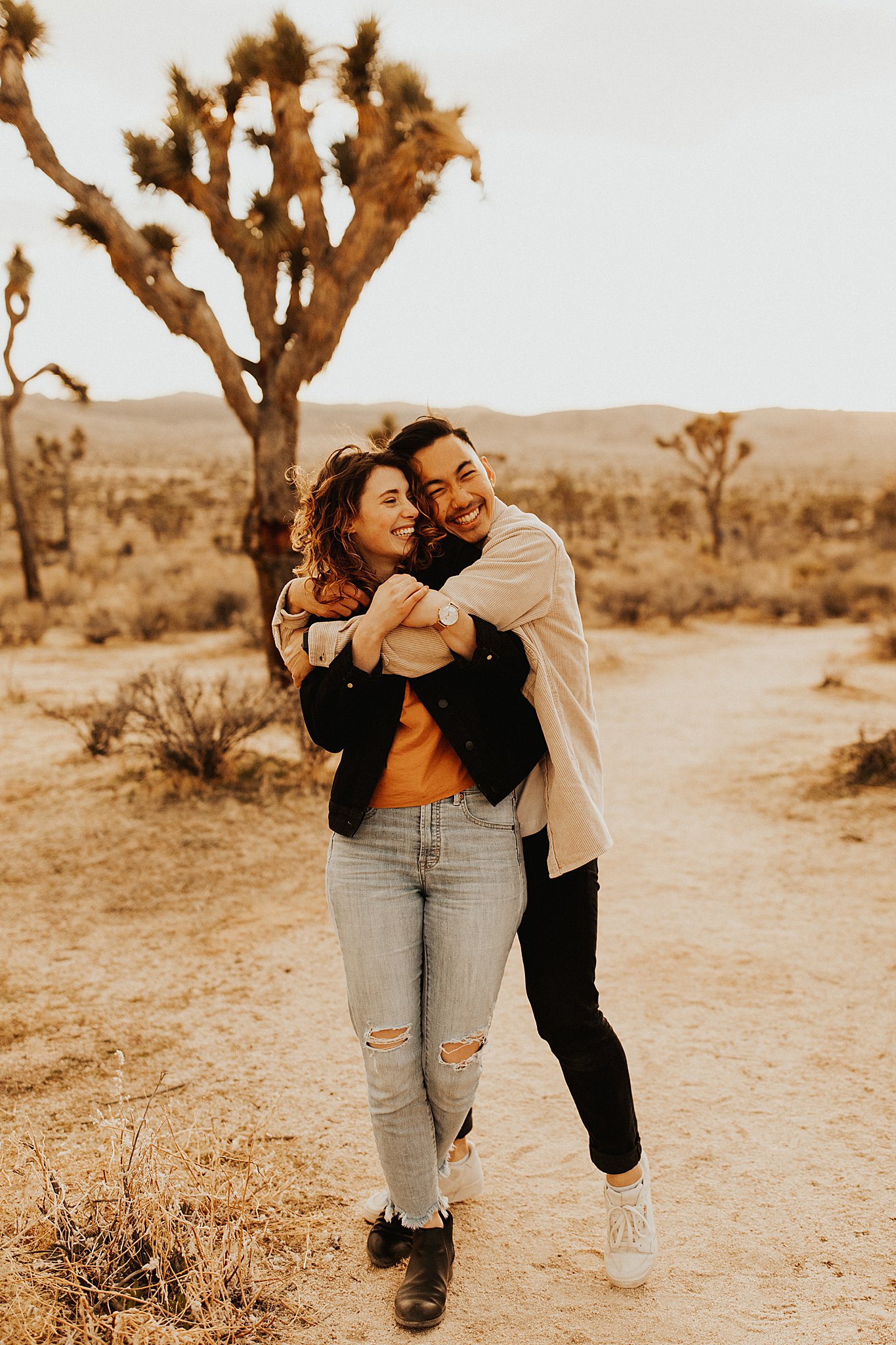 Engagement Pictures in Hidden Valley at Joshua Tree National Park.