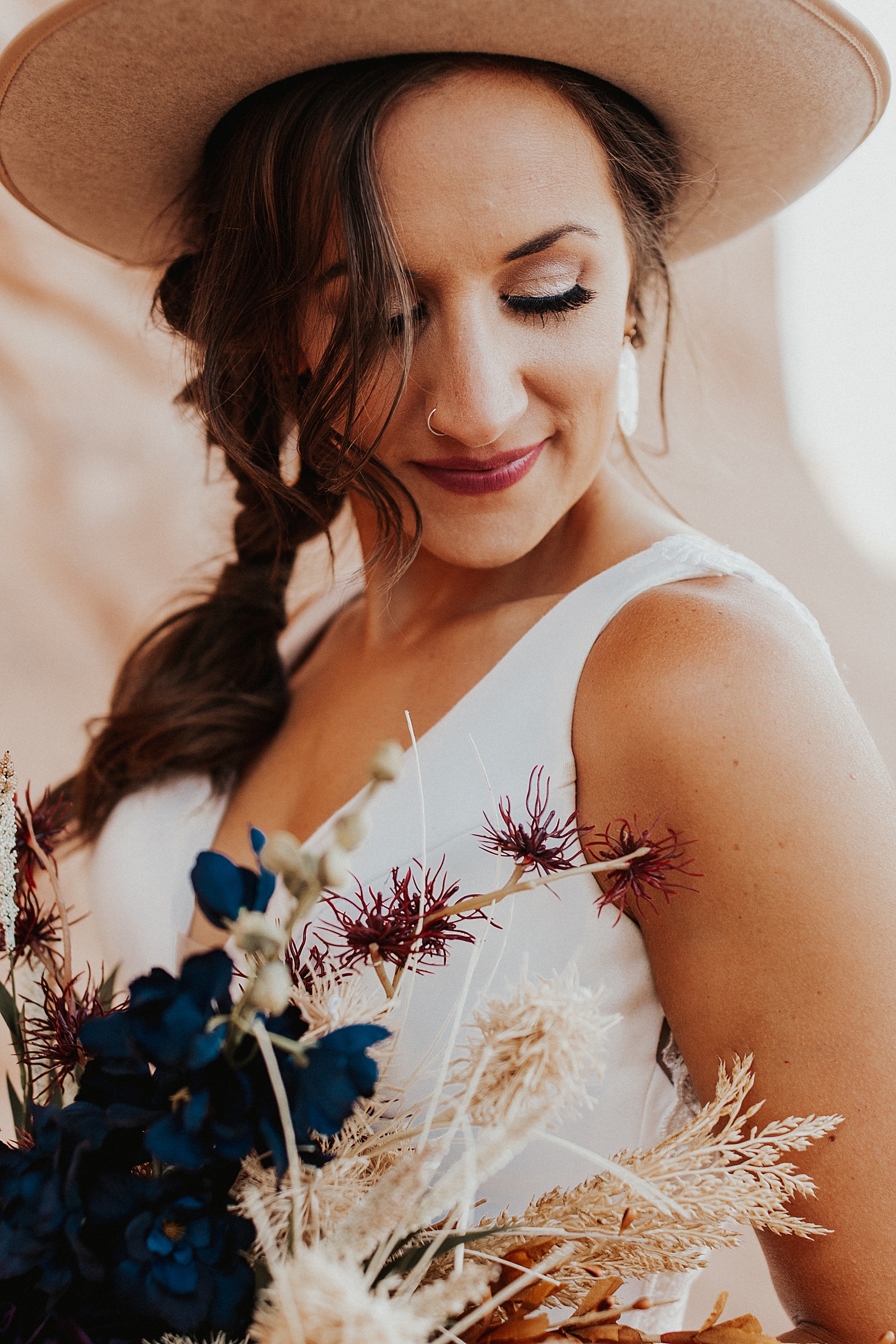 Gorgeous bride at this boho Arches National Park wedding.