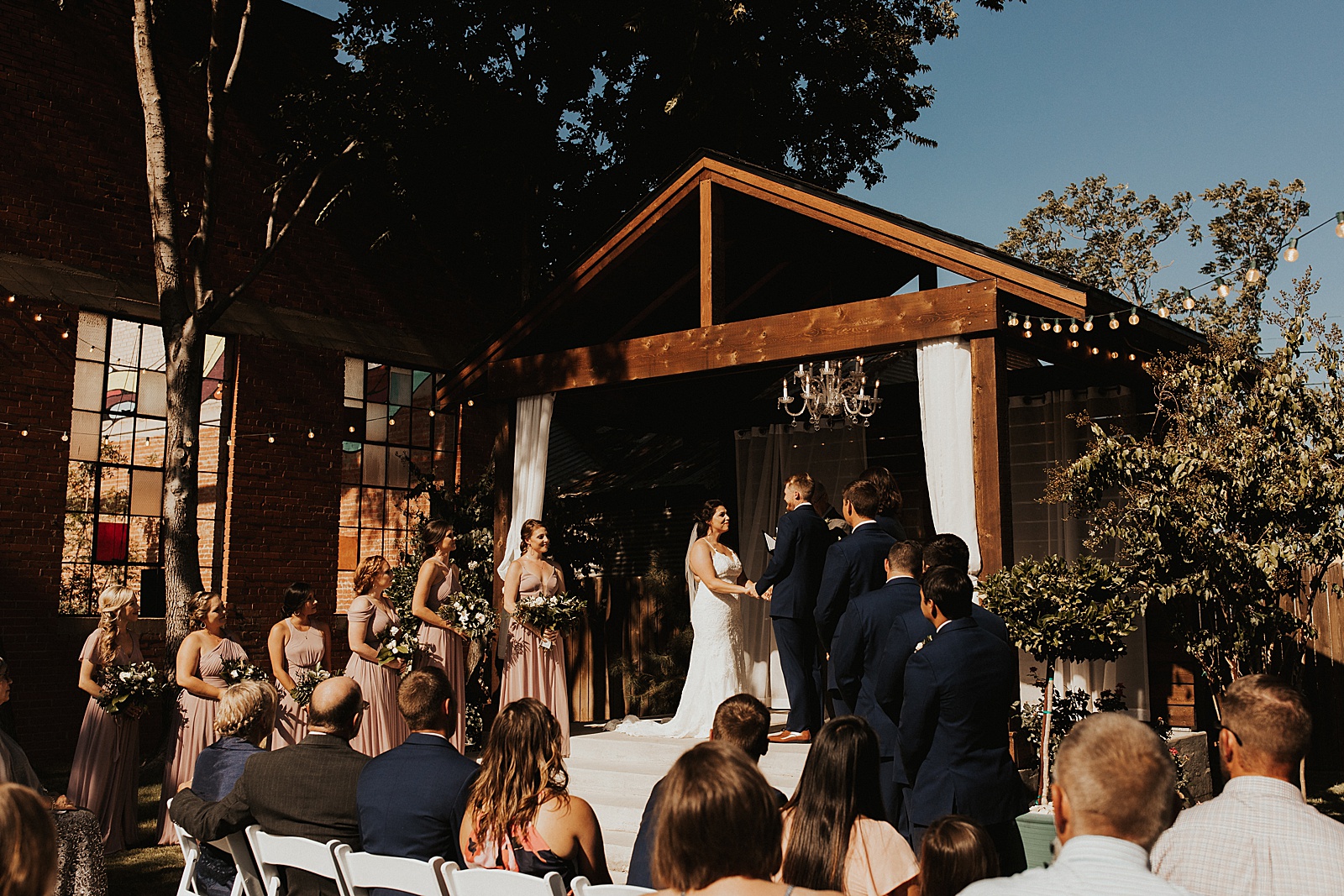 A gorgeous wedding photo at the Soda District Courtyard in Abilene.