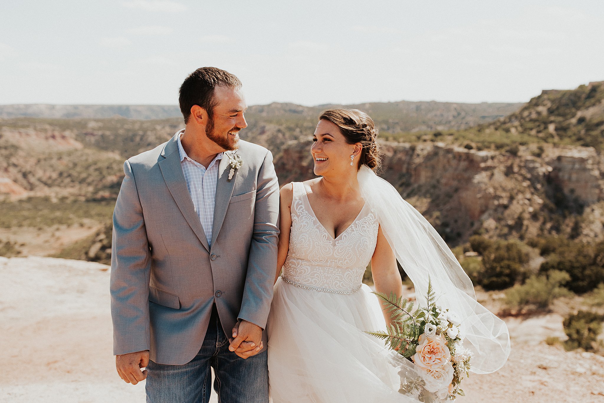Bride and groom photo at their Palo Duro Canyon wedding.